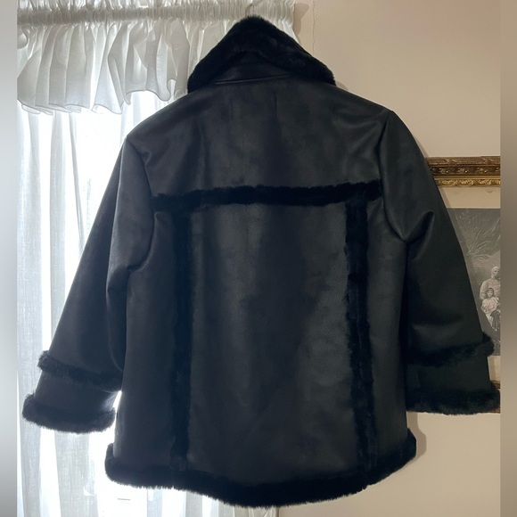 NWT French Connection Vegan Black Shearling Jacket - Picture 2 of 10